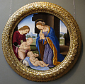Madonna Adoring the Child with the Infant Saint John the Baptist and an Angel, Lorenzo di Credi (Lorenzo d&#39;Andrea d&#39;Oderigo) (Italian, Florence 1456/59–1536 Florence), Tempera on wood